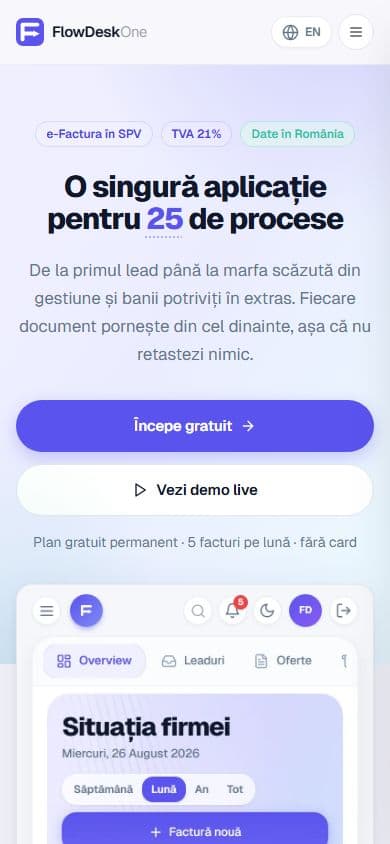 FlowDeskOne pe telefon