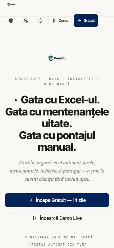 Worklio pe telefon