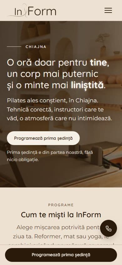 InForm Studio pe telefon